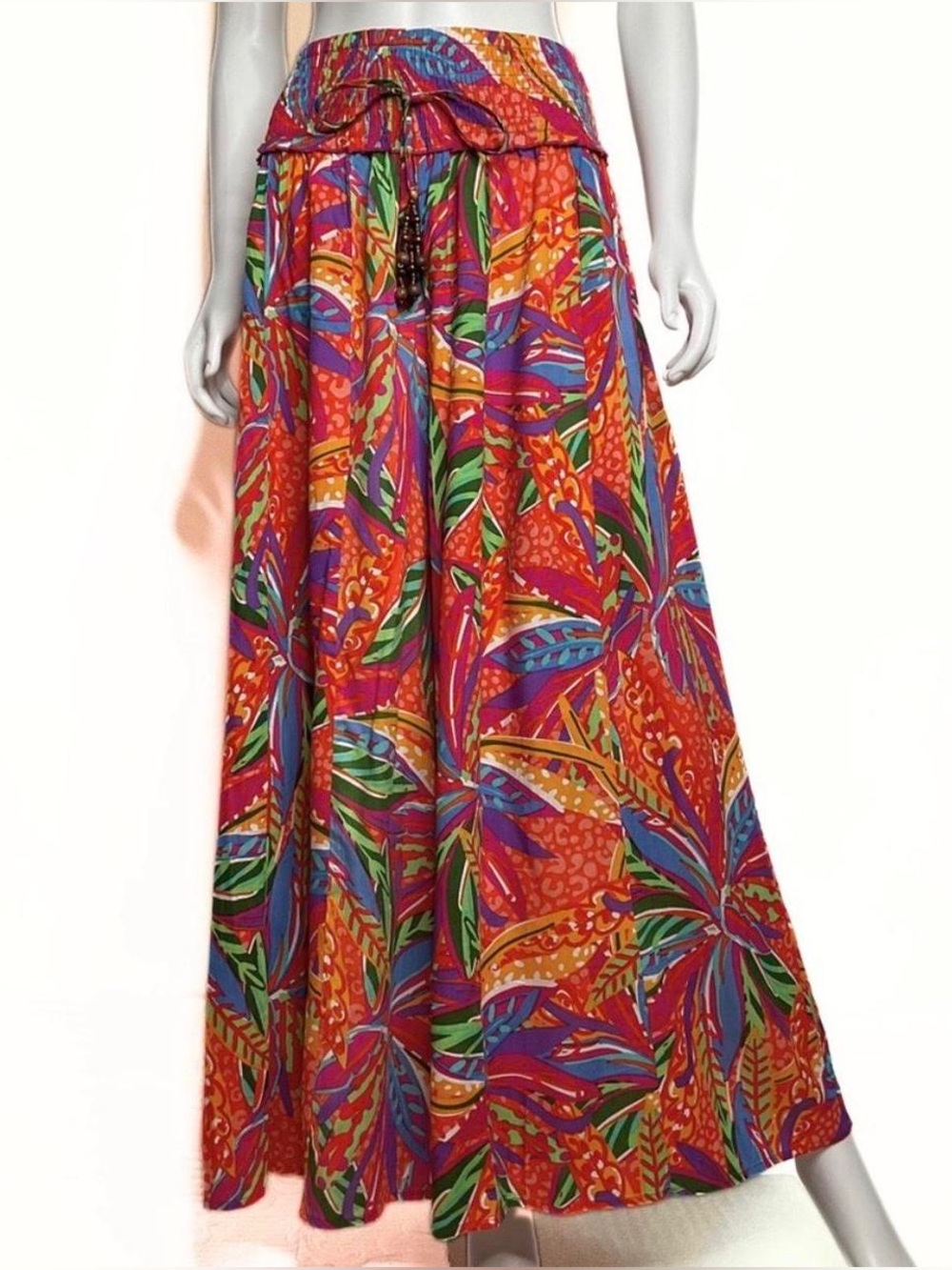 True Destinations Tropical Vibrant Super Wide Leg Palazzo Pants - Picture 5 of 5